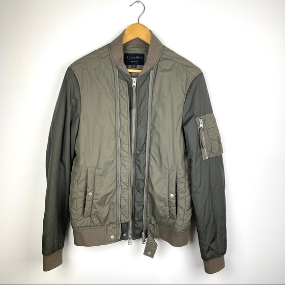 ALLSAINTS Mens NWOT Braddock Bomber Jacket Olive M - Picture 14 of 16
